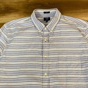 J Crew Oxford Slim Fit Striped Button Down Shirt Mens XL Blue White Casual